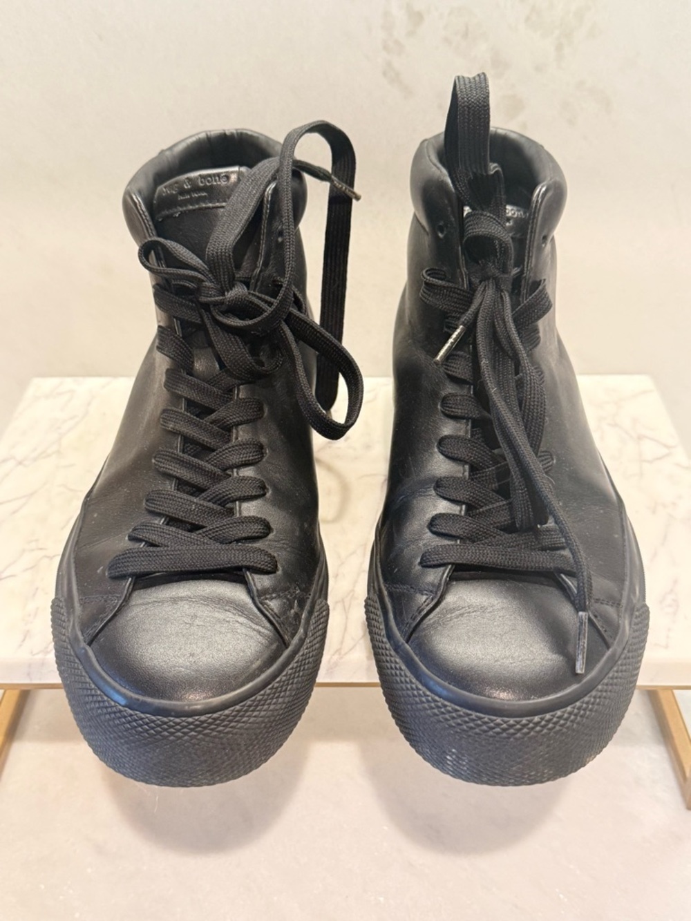 Rag & Bone black leather high top sneakers | Made in Italy Men’s 42